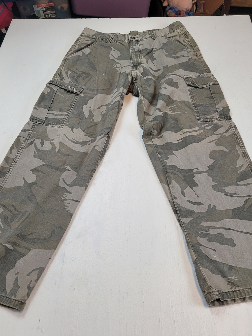 Wrangler Men’s Camo Cargo Pants in Olive and Light Gray